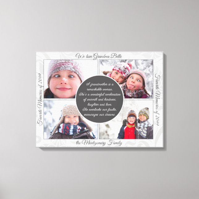 Lienzo para Abuela 4 Nombre de la Foto y Mensaje Recuerdo (Anverso)