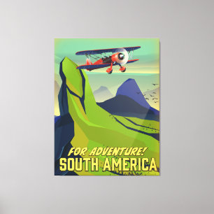Lienzo Para aventura, cartel de viaje de Sudamérica