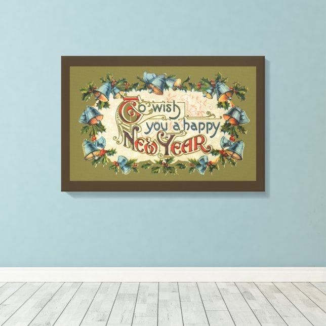 Lienzo Para desearte un feliz Año Nuevo, victoriano vinta (Insitu (piso de madera))