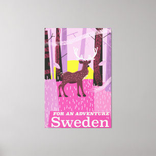 Lienzo Para una aventura cartel retro de viaje Suecia