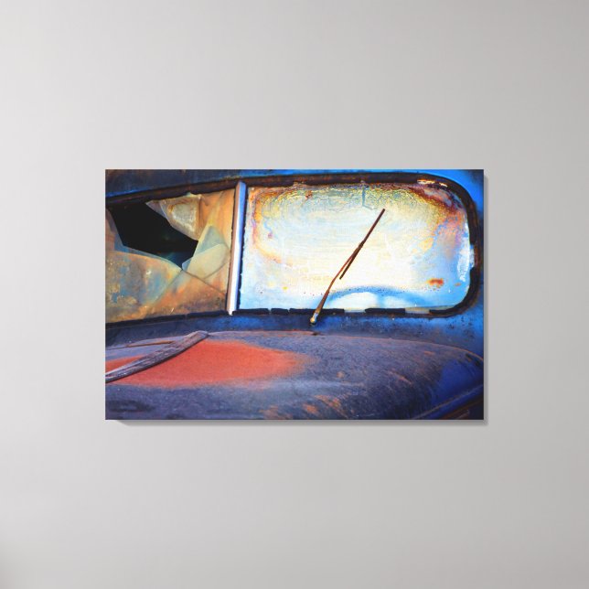 Lienzo Parabrisas de un viejo camión oxidado (Anverso)