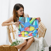 Paraguas flotantes y multicolores caprichosos