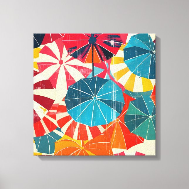Lienzo Paraguas Retro Día Lluvioso Pop Art (Anverso)