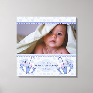 Lienzo Paraguas Teddy Bear Polka Baby Canvas Imprimir