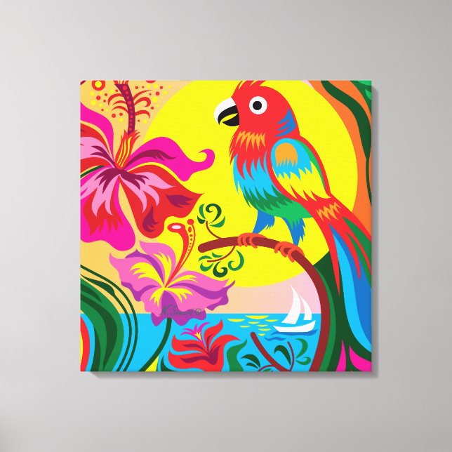 Lienzo Paraíso de Loros Tropicales (Anverso)