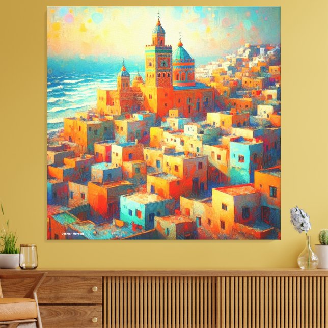Lienzo Paraíso marroquí junto al mar-Dakhl (Insitu (Sala de estar))
