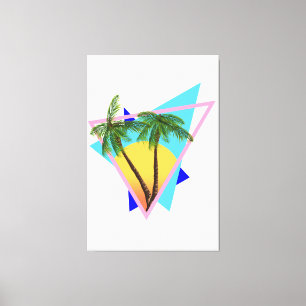 Lienzo paraíso tropical con forma de los 80