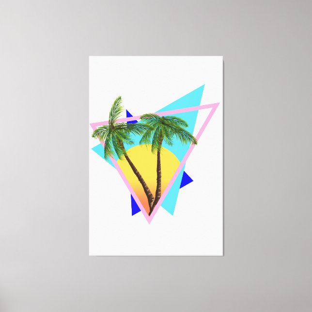 Lienzo paraíso tropical con forma de los 80 (Anverso)
