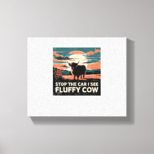 Lienzo Parar El Auto Ver Suns Fluffy Cow Highland Cow Far