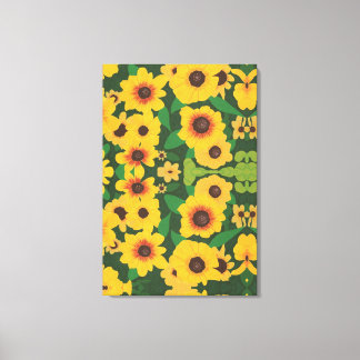 Lienzo Parche abstracto de pintura de girasoles amarillos