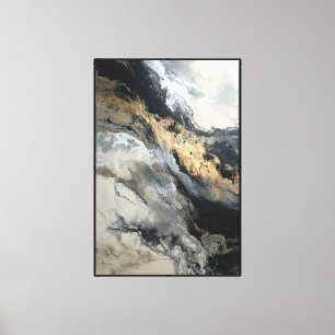 Lienzo Pared abstracta con remolino de mármol negro, blan