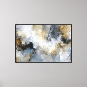 Lienzo Pared abstracta con remolino negro, gris, dorado y