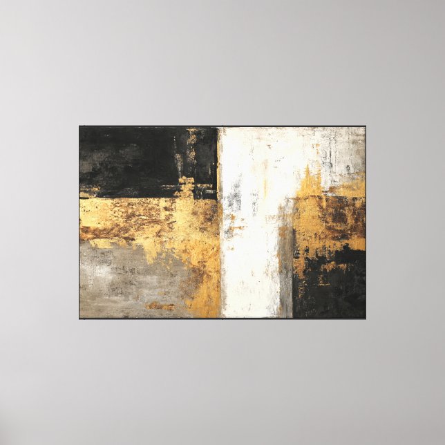 Lienzo Pared abstracta de bloques en negro, blanco, gris  (Anverso)