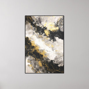 Lienzo Pared abstracta de mármol con remolino negro, blan