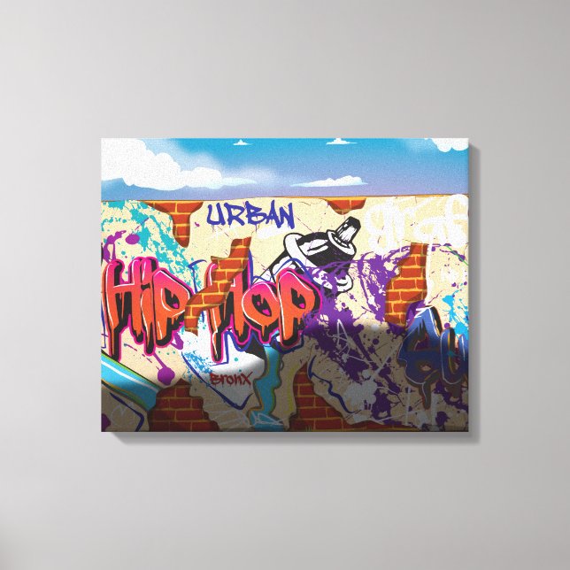 Lienzo Pared de grafiti de Hip Hop urbano. (Anverso)
