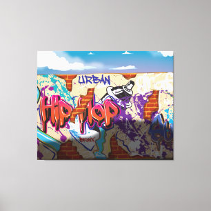 Lienzo Pared de grafiti de Hip Hop urbano.