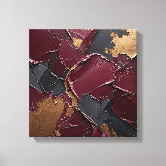 Lienzo Pared de hoja de oro negro mate burgundy oscuro gó