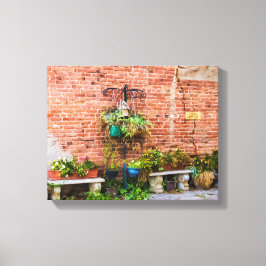 Lienzo Pared de ladrillo 6090 con plantas