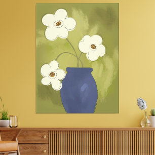 Lienzo Pared floral moderna de los floros blancos botánic