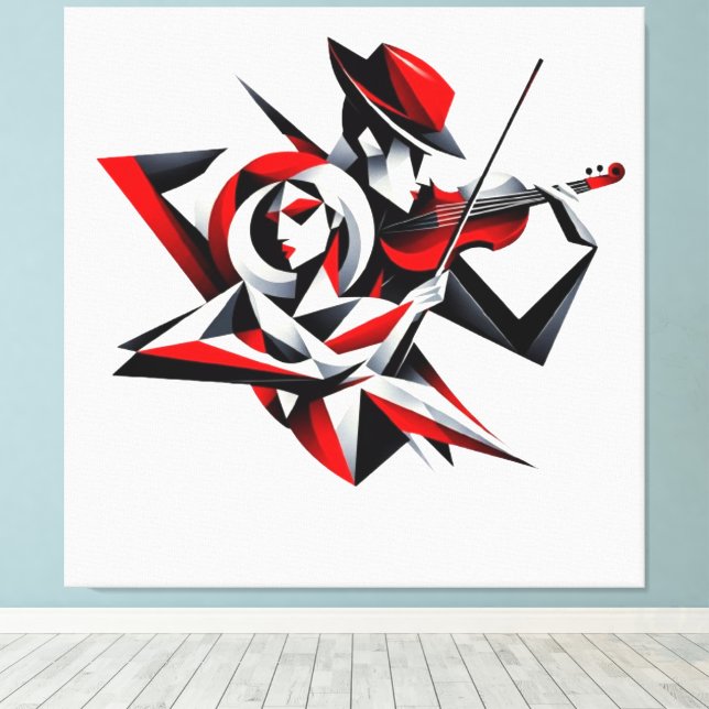 Lienzo Pareja abstracta con violín (Insitu (piso de madera))