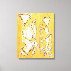 Lienzo Pareja Abstracto Amarillo Brillante Colorido Salón