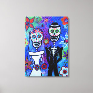 Lienzo Pareja boda Dia de los Muertos