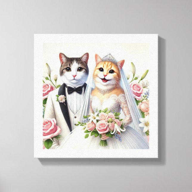 Lienzo Pareja Boda gata siamesa (Anverso)