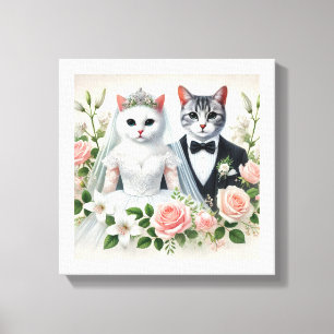 Lienzo Pareja Boda gata siamesa