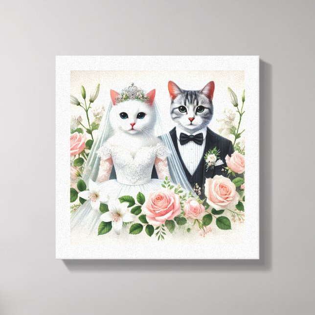 Lienzo Pareja Boda gata siamesa (Anverso)