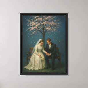 Lienzo Pareja Boda romántica bajo árbol de flores de cere