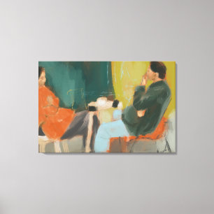 Lienzo Pareja conversando en Cafe Painting