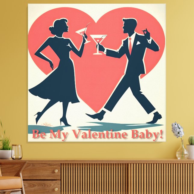 Lienzo Pareja de baile moderna de San Valentín de mediado (Insitu (Sala de estar))