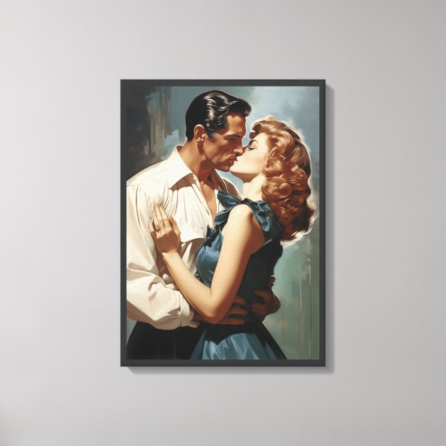 Lienzo Pareja de besos vintage (Anverso)