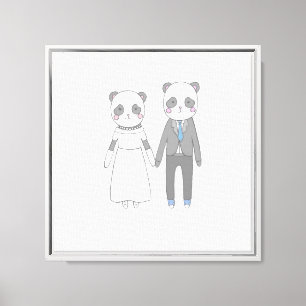 Lienzo Pareja de Boda de Panda Adorable – Novia y Novio K