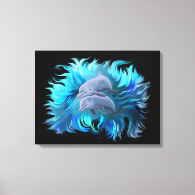 Lienzo Pareja de delfines (Anverso)