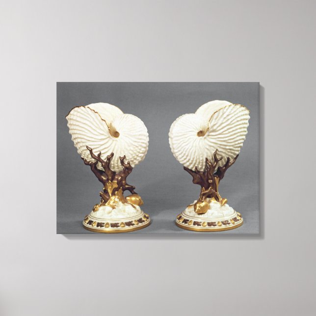 Lienzo Pareja de jarrones de Worcester formados como Naut (Anverso)