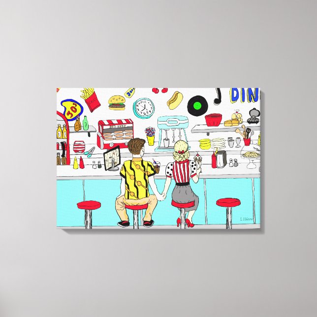 Lienzo Pareja de los años 1950 sosteniendo manos en la ce (Anverso)