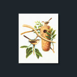 Lienzo Pareja de pájaro en nido posada en una rama<br><div class="desc">Esta impresión de arte decorativa muestra a una pareja de aves preparando su nido. El ilustracion transmite una sensación de unión y armonía,  mientras que los suaves colores verde pastel,  beige y marrón crean un agradable ambiente de calma. Elija este diseño para cualquier producto de decoración rústica.</div>