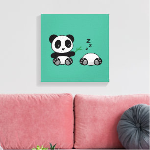 Lienzo Pareja de pequeños pandas banales en verde