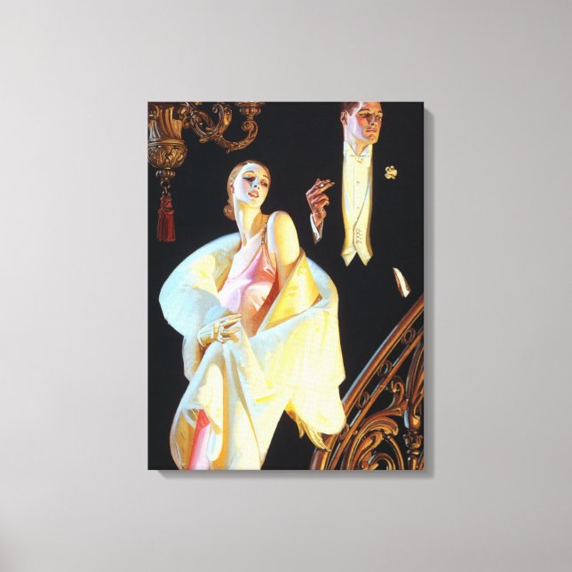 Lienzo Pareja descendiente por escalera, 1923 por Leyende (Anverso)