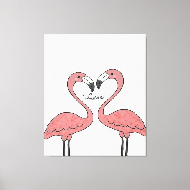 Lienzo Pareja divertida Pink Flamingo Birds | Flamingo Lo (Anverso)