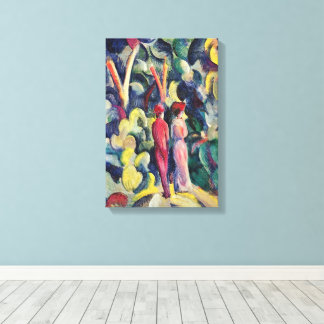 Lienzo Pareja en el camino del bosque de August Macke