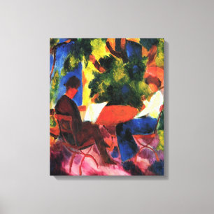 Lienzo Pareja en la mesa del jardín de August Macke
