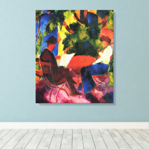 Lienzo Pareja en la mesa del jardín de August Macke