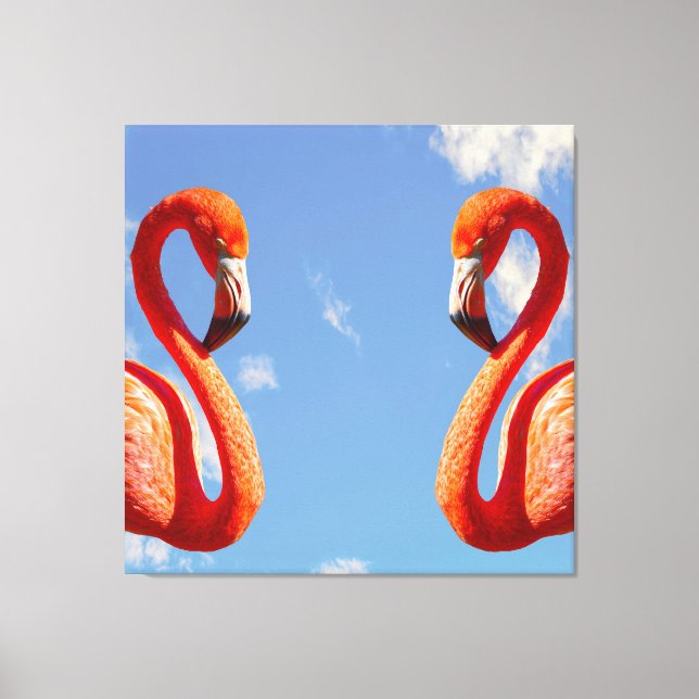 Lienzo Pareja flamingo caribeña (Anverso)