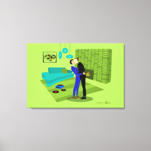 Lienzo Pareja gay retro enamorada