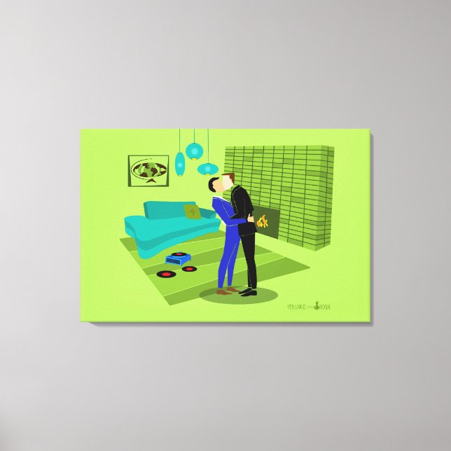 Lienzo Pareja gay retro enamorada (Anverso)