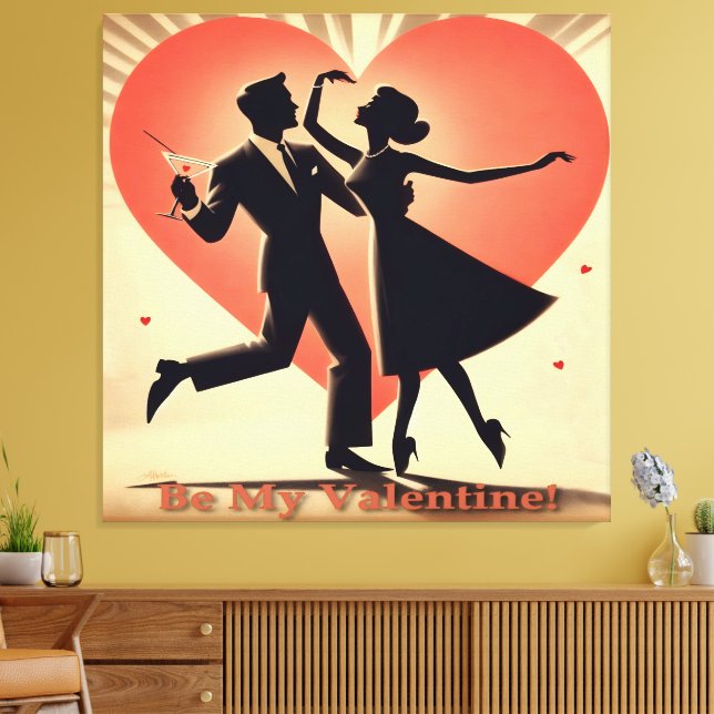 Lienzo Pareja moderna de baile de San Valentín de mediado (Insitu (Sala de estar))