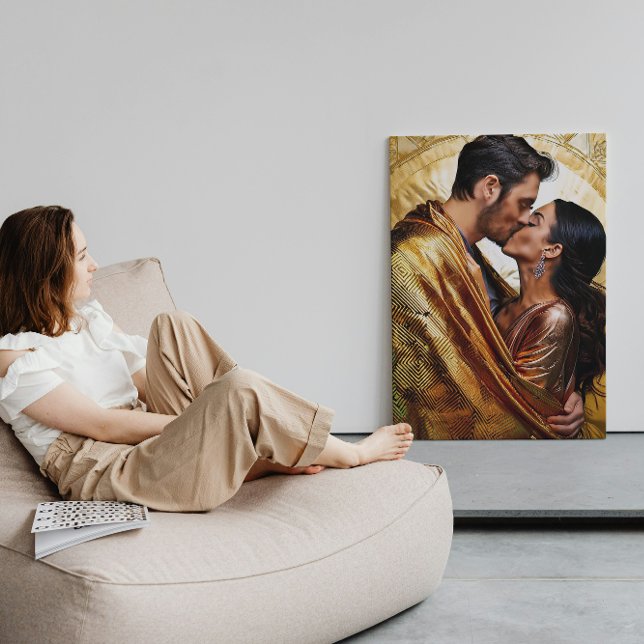Lienzo Pareja romántica en brillantes tonos de oro ❤️ (Subido por el creador)
