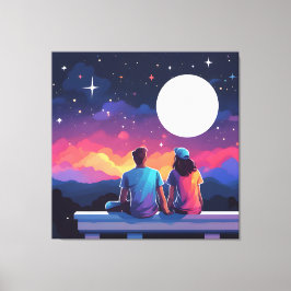 Lienzo Pareja Stargazing